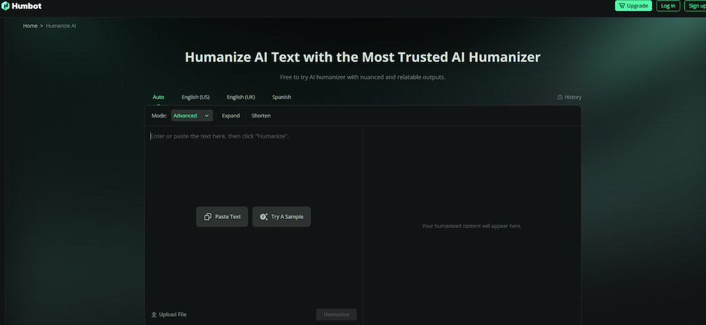  Humbot AI home page