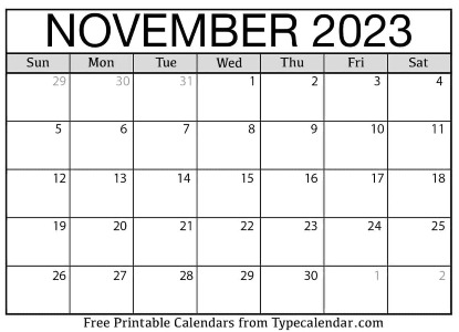 November 2023 Calendar
