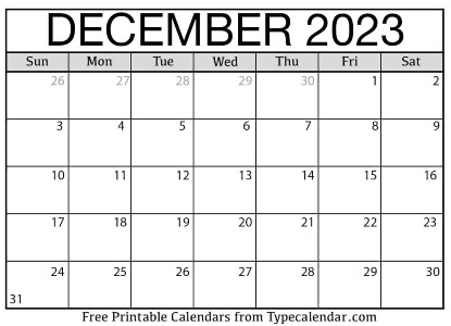 December 2023 Calendar